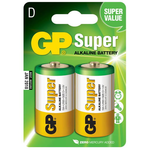 Obrazek Baterie GP Super Alkaline D 1.5V, bBlistr 2ks