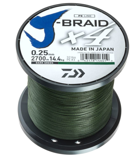 Obrazek Daiwa J-Braid X4 Tmavě zelená, 0.15mm 6.9kg 1m