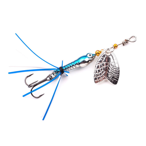 Obrazek Larva Mayfly Micro Spinner TR 5cm Chrome Blue