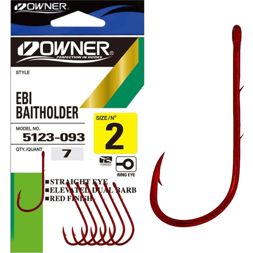 Obrazek Owner 5123 Ebi Baitholder Hook Red #2/0 5szt